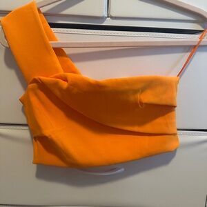 Zara Vibrant Orange One-Shoulder Top